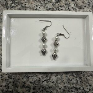 Elegant Silver and Pearl Dangle Earrings